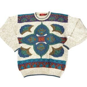 Vintage Northern Isles sweater men’s M pullover multicolor patterned cotton knit